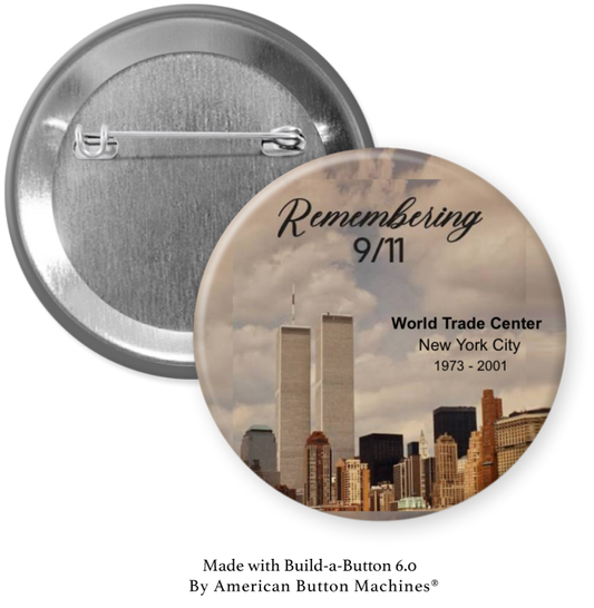 Refrigerator magnet featuring Remembering 9/11 and the original World Trade Center logo, from Magnets and Memories.