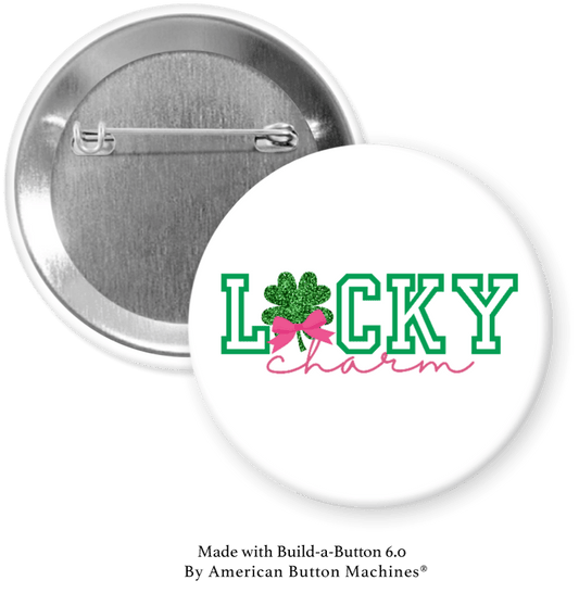 Lucky Charm with Four Leaf Clover Pinback