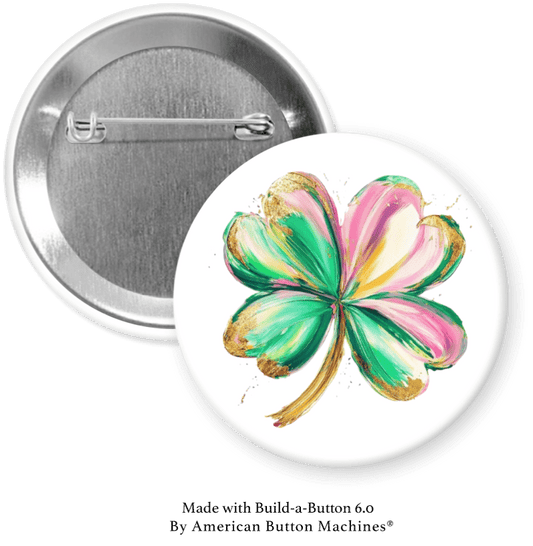 Four Leaf Clover Multi Color Pinback