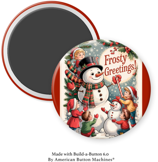 Frosty Greetings from Snowman - Vintage - Magnets and Memories 