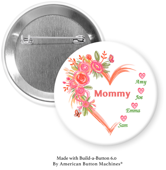 Heart with Mommy and 4 kids names
