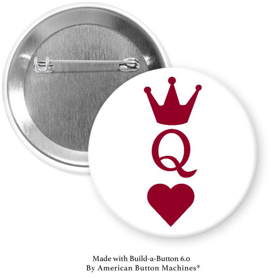 Queen of Hearts Pinback - Magnets and Memories 