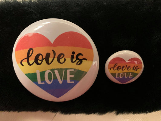 Love is Love Heart Pinback - Magnets and Memories 