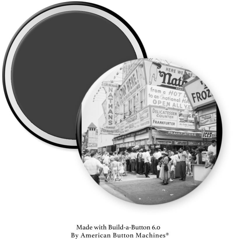 Nathan's Hot Dog Restaurant black n white Magnet - Magnets and Memories 