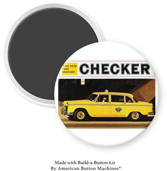 Checker Cab Old Time Taxicab in NYC Magnet - Magnets and Memories 