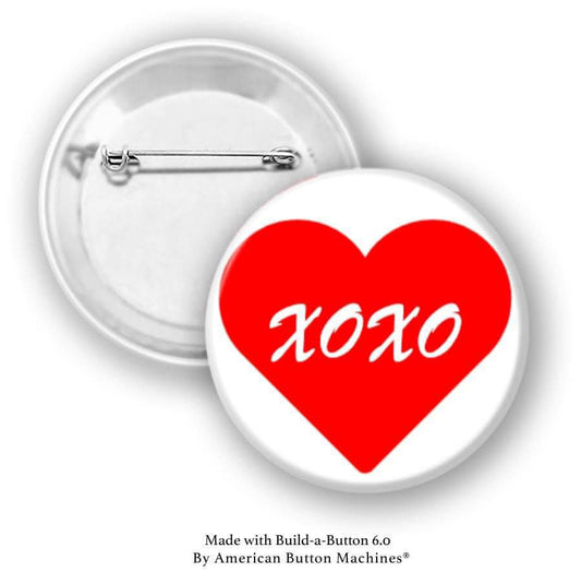 Xoxo on Heart Pinback - Magnets and Memories 