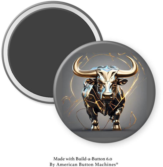 Gold Bull Magnet - Magnets and Memories 
