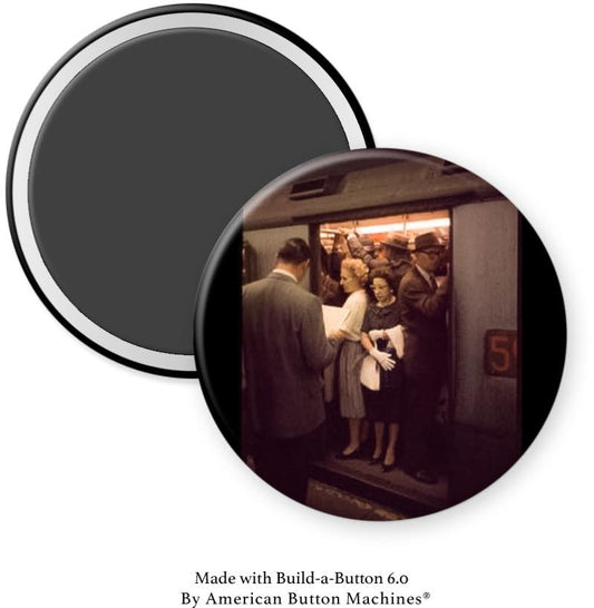 Packed Like Sardines on Train Magnet - Magnets and Memories 