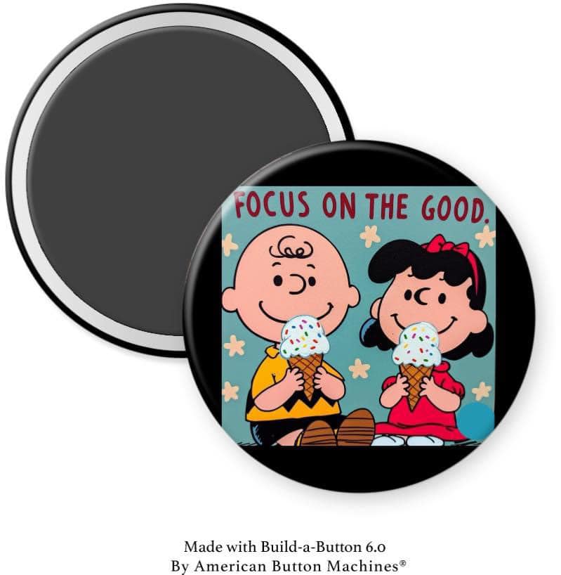 Charlie Brown “Focus on the Good” Ice Cream Magnet - Magnets and Memories 