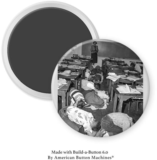 Students Hiding Under Desk from Nuclear Bomb Magnet - Magnets and Memories 