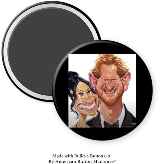 Meghan and Harry Big Ears Caricature Magnet - Magnets and Memories 