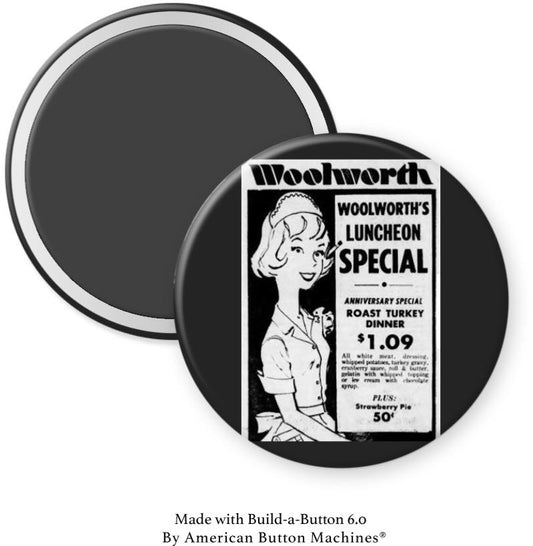 Woolworth’s Luncheon Menu Special Magnet - Magnets and Memories