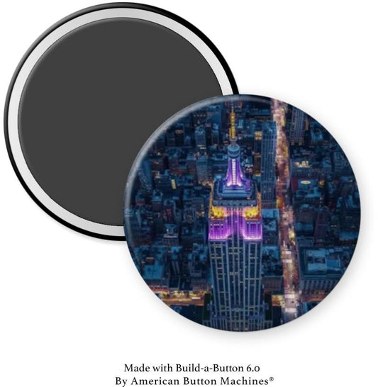 Empire State Building at Night Purple Gold for Queen Elizabeth II Magnet - Magnets and Memories 
