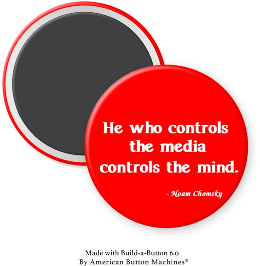 He Who Controls the Media Controls the Mind Red Background Magnet - Magnets and Memories