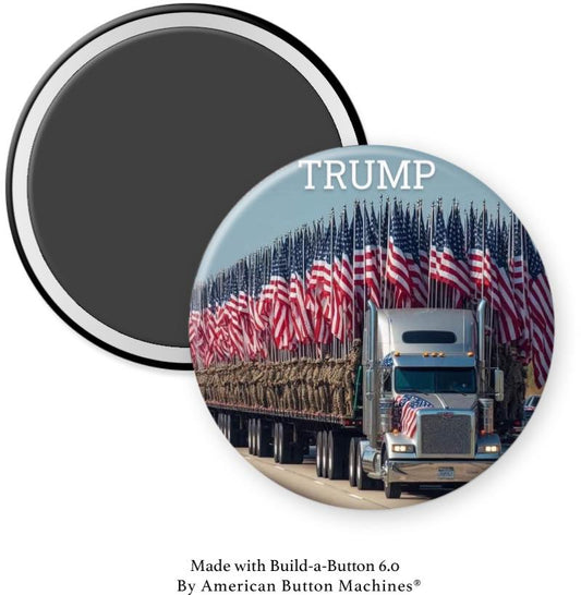Trump Army Truck with Flags Magnet - Magnets and Memories