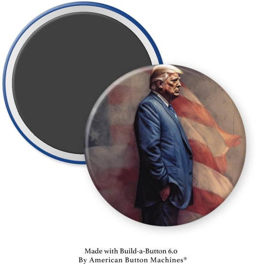 Trump Faded Side Profile with Flag Magnet - Magnets and Memories