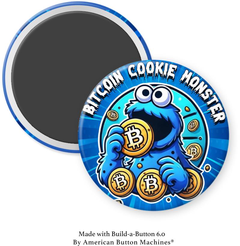 Bitcoin Cookie Monster Coins Magnet - Magnets and Memories
