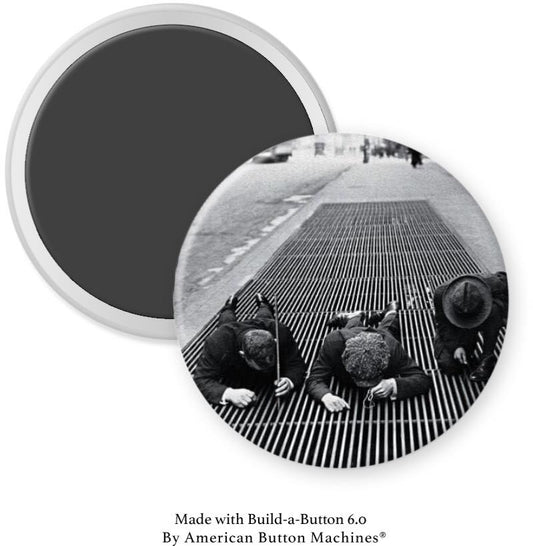 Boys on Street Grate Looking for Coins NYC Magnet - Magnets and Memories