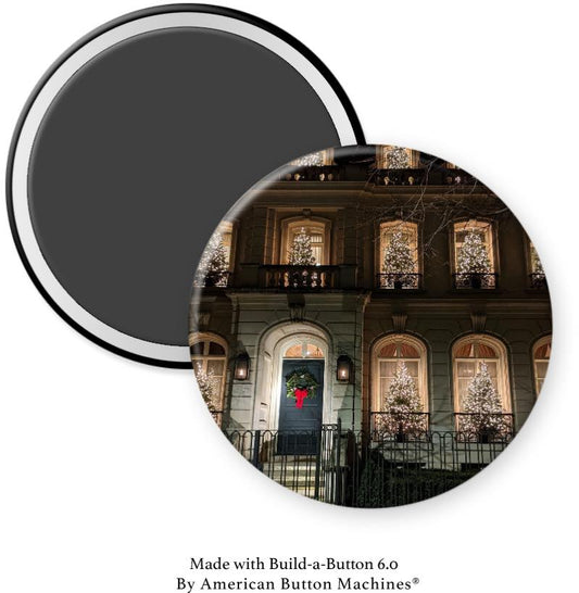 Christmas Tree in Each Window Brownstone Magnet - Magnets and Memories