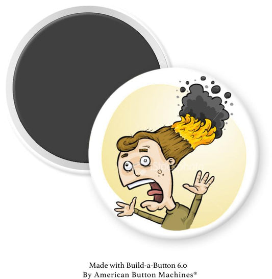Crazy Lady With Hair on Fire Magnet - Magnets and Memories