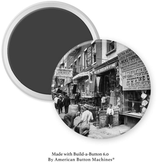 Delancy Street Shopping on New York's Lower East Side 1908 Magnet - Magnets and Memories