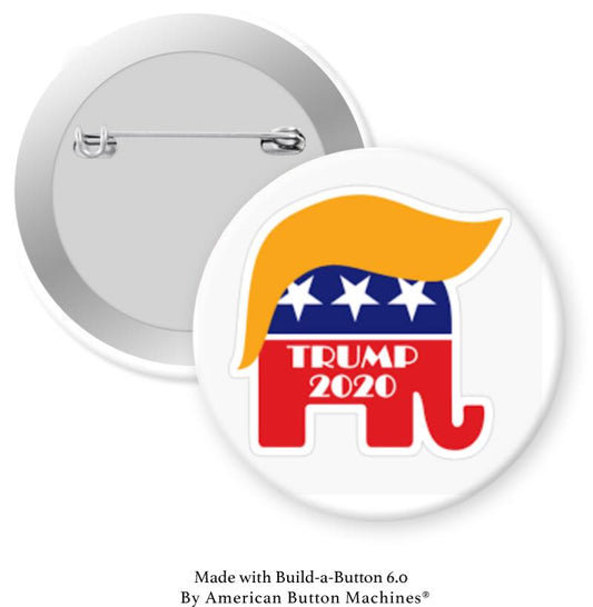 Elephant with Trump Hair 2020 Pinback - Magnets and Memories