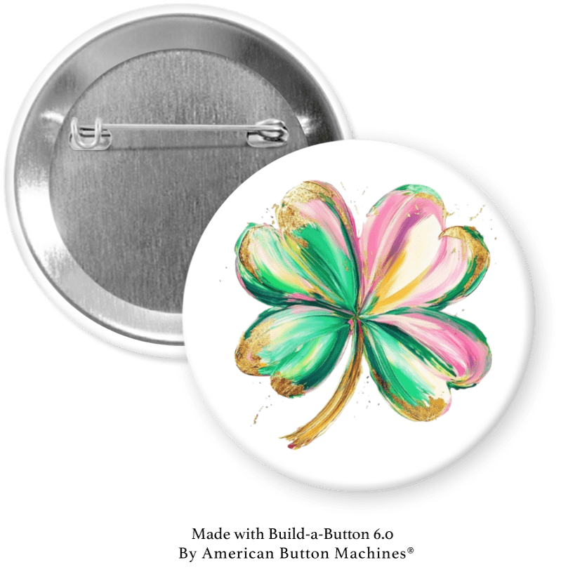 Four Leaf Clover Multi Color Pinback - Magnets and Memories