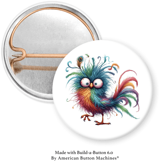 Frazzled Bird Pinback - Magnets and Memories