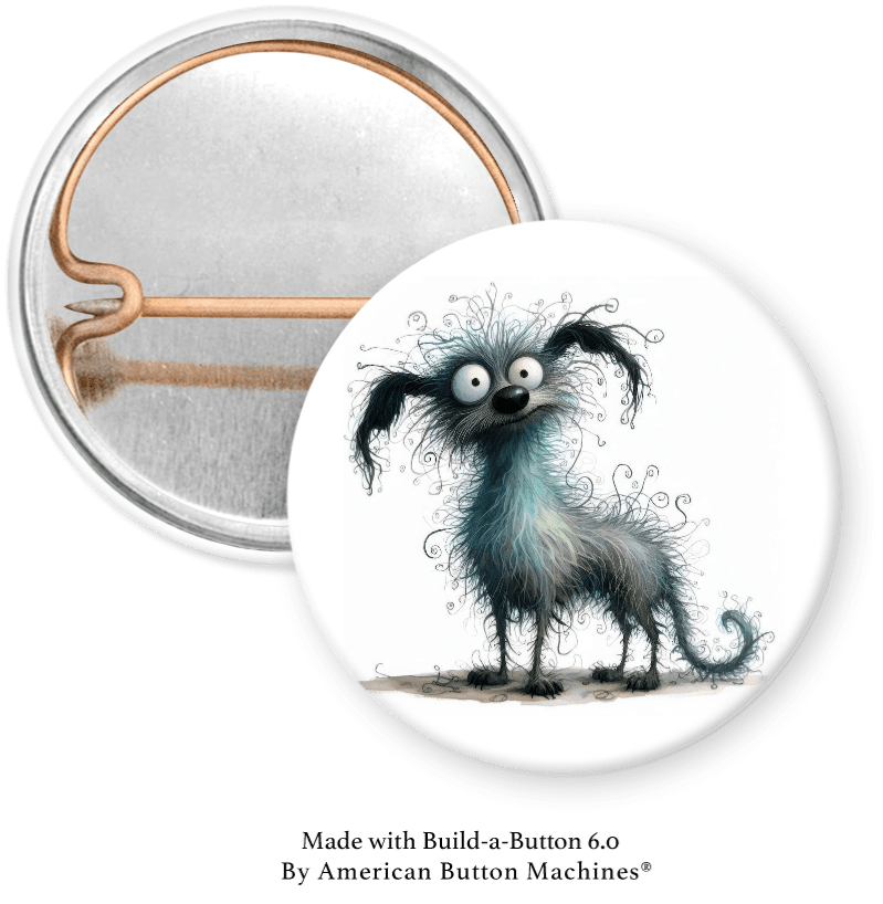 Frazzled Dog Pinback - Magnets and Memories