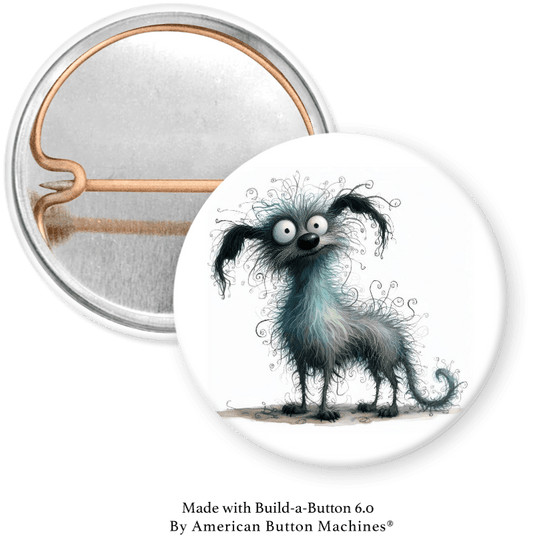 Frazzled Dog Pinback - Magnets and Memories