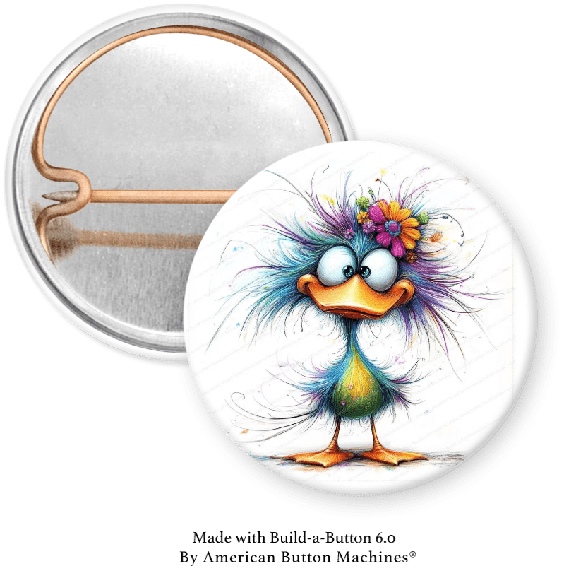 Frazzled Duck Pinback - Magnets and Memories