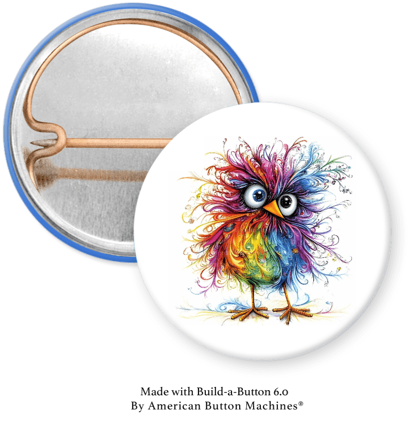Frazzled Owl in color Pinback - Magnets and Memories