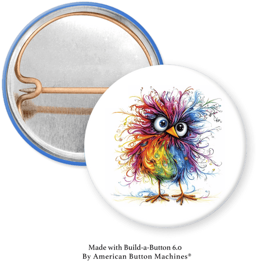 Frazzled Owl in color Pinback - Magnets and Memories