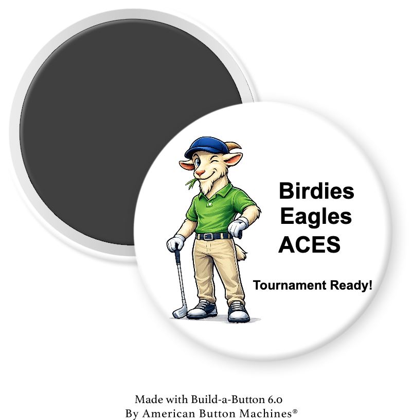 Magnets and Memories GOAT Golf magnet featuring birdies, eagles, and aces for tournament-ready golf fans.
