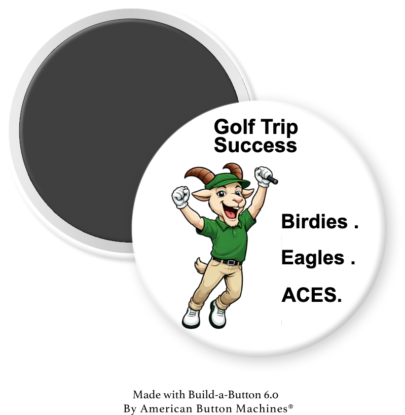 Magnets and Memories GOAT Golf magnet featuring golf trip success with birdies, eagles, and aces design.