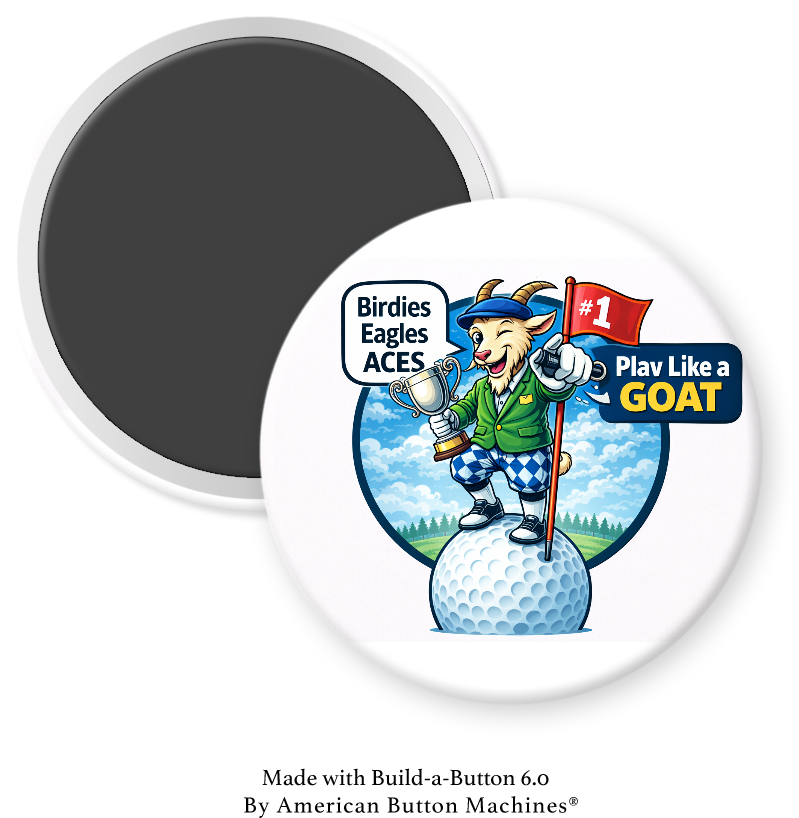 Magnets and Memories GOAT Golf "Play Like a GOAT" complete magnet set with golf-themed design and branding.