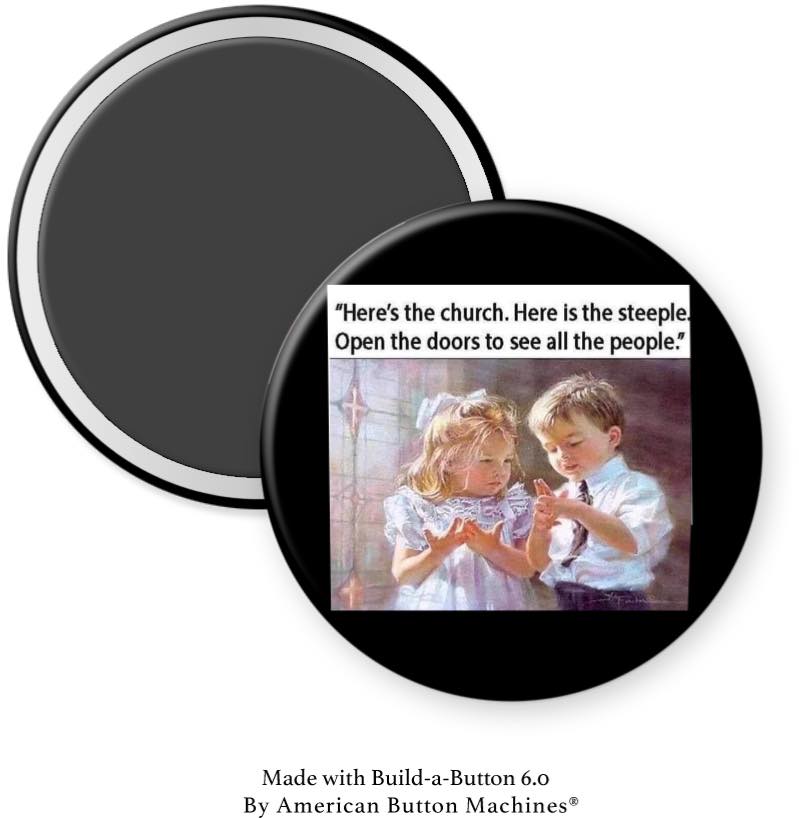 Here’s The Church, Steeple, Doors Hand Game Magnet - Magnets and Memories