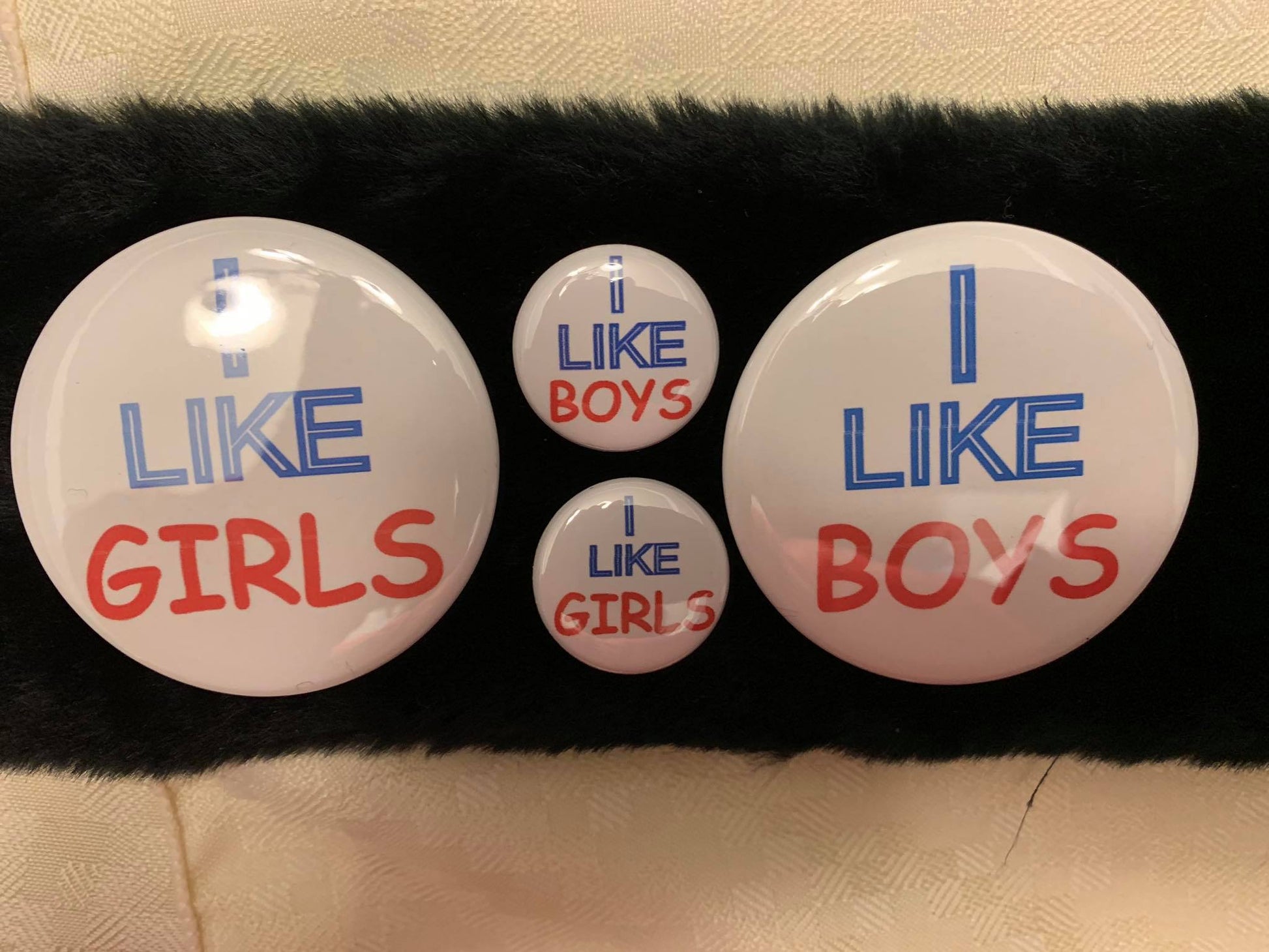 I Like Girls or I Like Boys Pinbacks - Magnets and Memories
