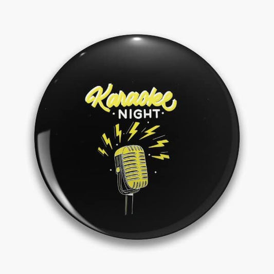 Karaoke Night Mic Pinback - Magnets and Memories
