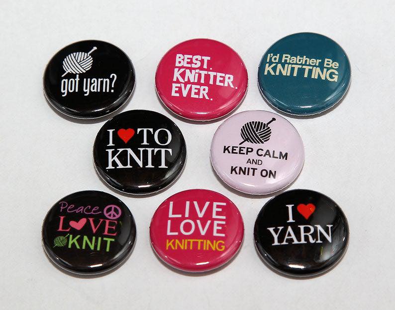 Knitting Pinbacks - Magnets and Memories