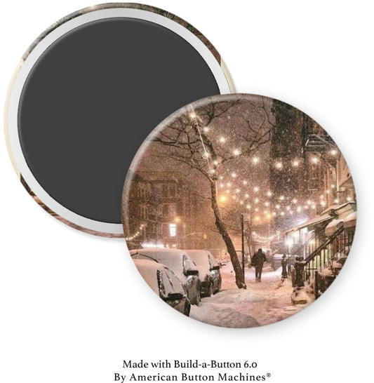 NYC Snowy Streets at night Magnet - Magnets and Memories