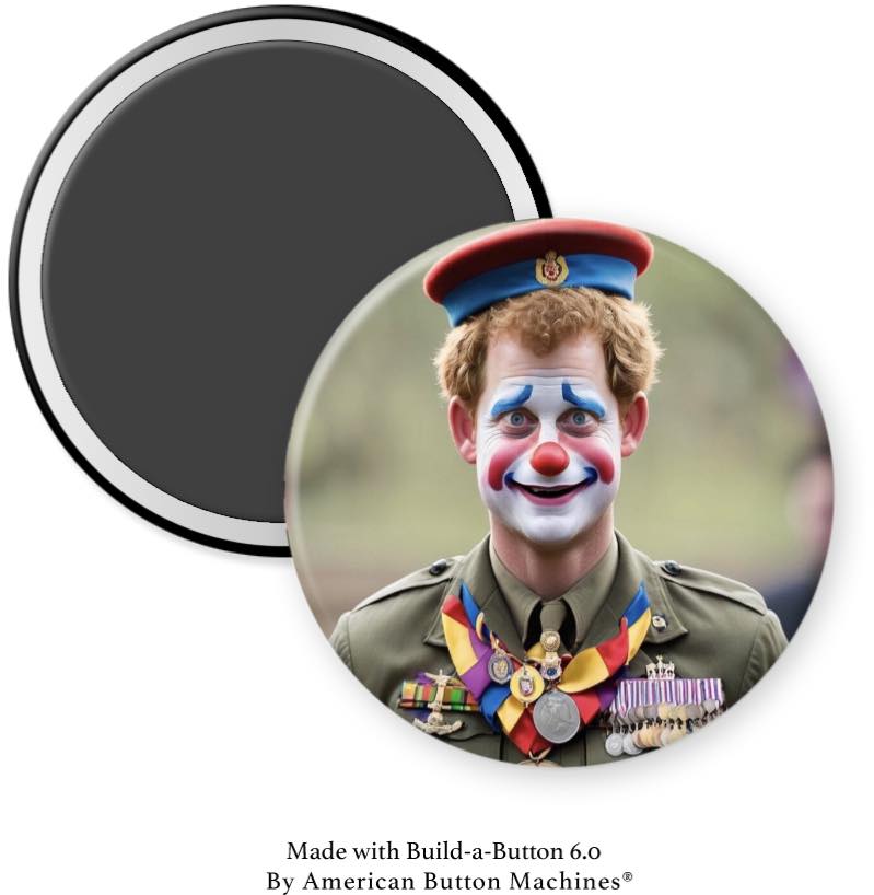 Prince Harry Clown With Medals Magnet - Magnets and Memories