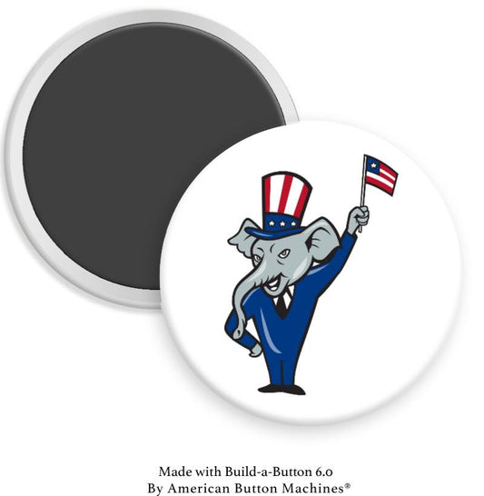 Republican Elephant with U.S. Flag Magnet - Magnets and Memories