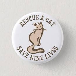 Rescue a Cat Save Nine Lives Pinback - Magnets and Memories