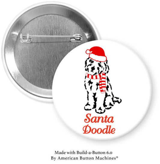 Santa Doodle Pinback - Magnets and Memories