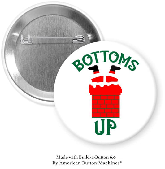 Santa in Chimney “Bottoms Up” Pinback - Magnets and Memories