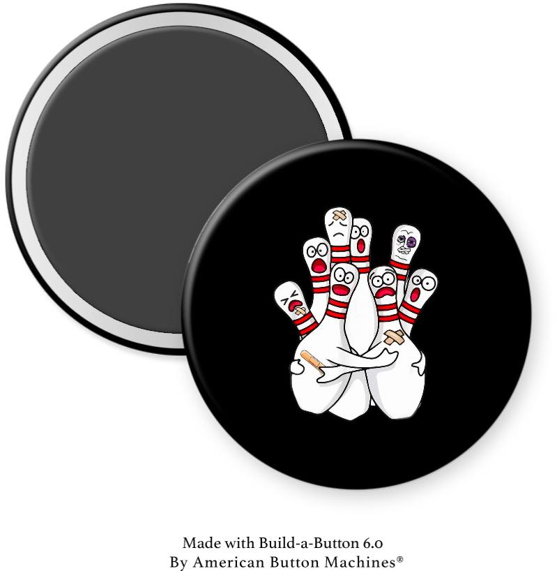 Scared Bowling Pins Magnet - Magnets and Memories