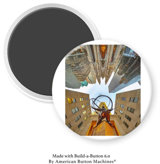 St Patrick’s Cathedral n Rockefeller Center from Ground Magnet - Magnets and Memories