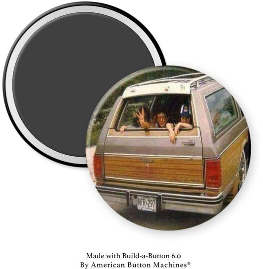 Station Wagon with Kids Hanging Out Back Magnet - Magnets and Memories