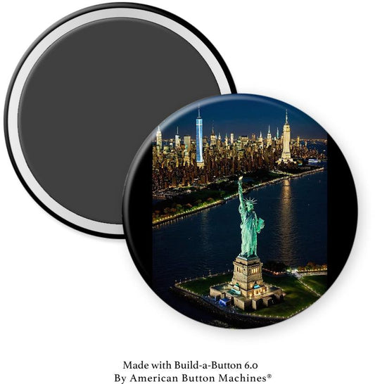Statue of Liberty at Night with Manhattan View Magnet - Magnets and Memories
